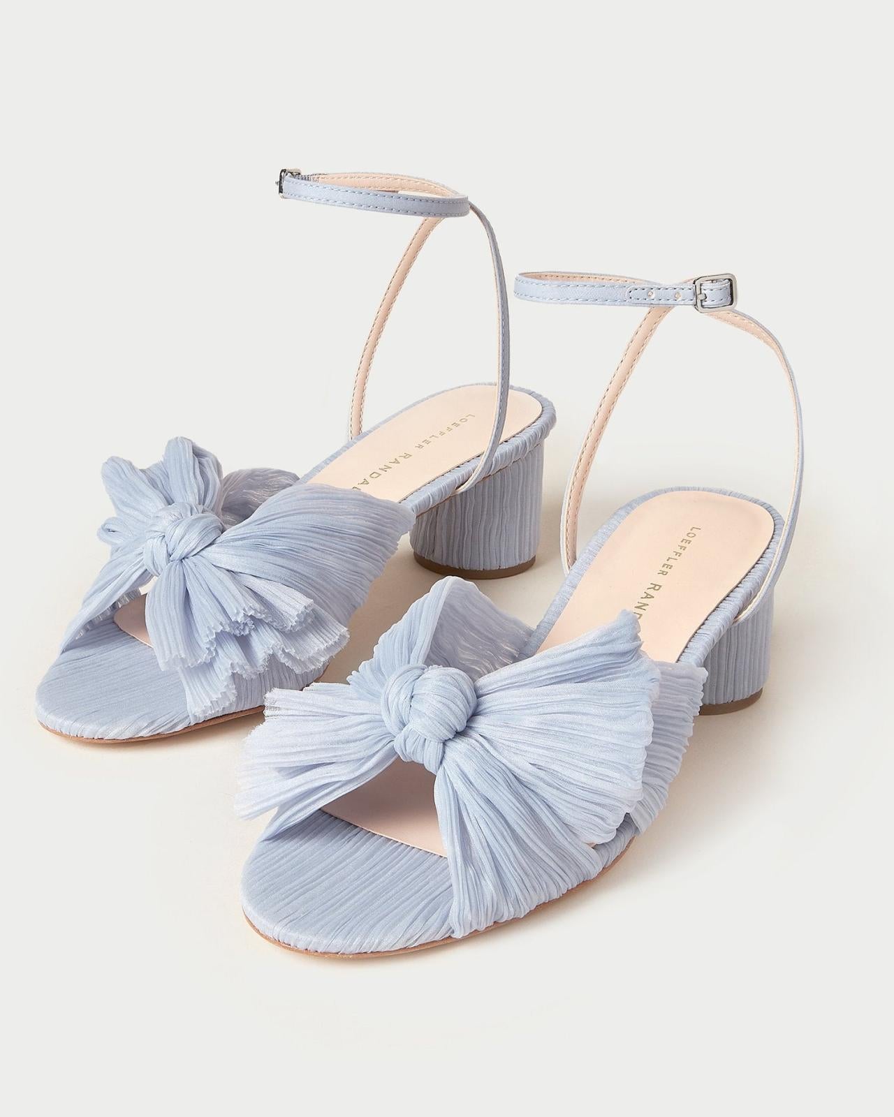Loeffler Randall Dahlia Blue Bow Low Heel | Women Heeled Sandals