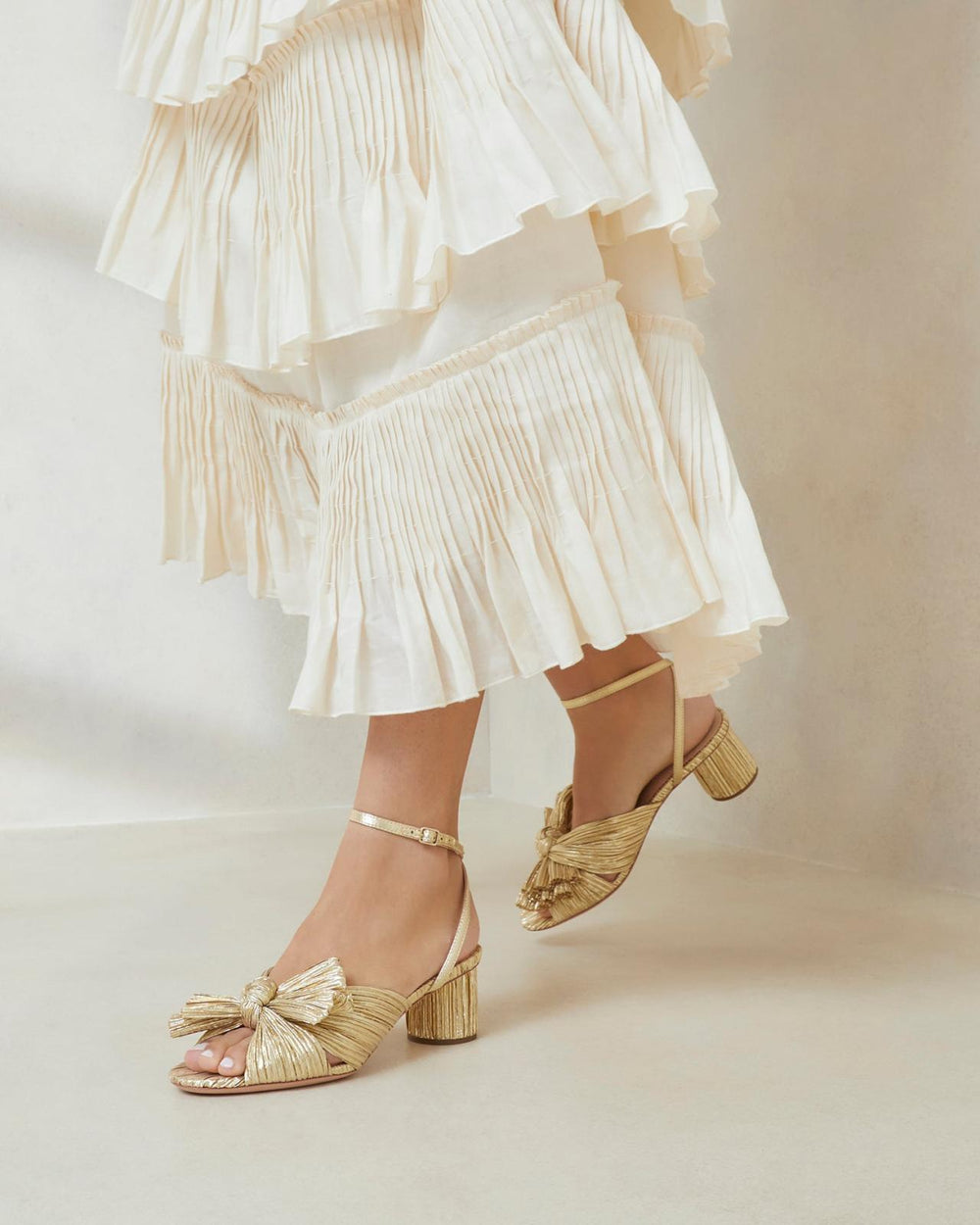 Loeffler Randall Dahlia Bow Mule Gold | Women Heeled Sandals
