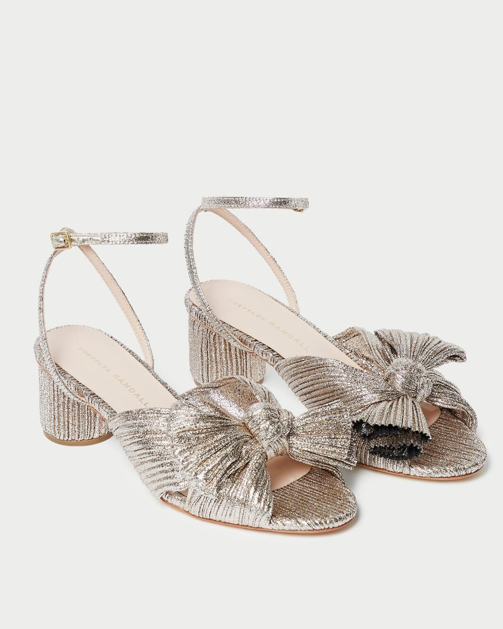 Loeffler Randall Dahlia Champagne Pleated Bow Heel L Heeled Sandals L Footwear | Women Heeled Sandals