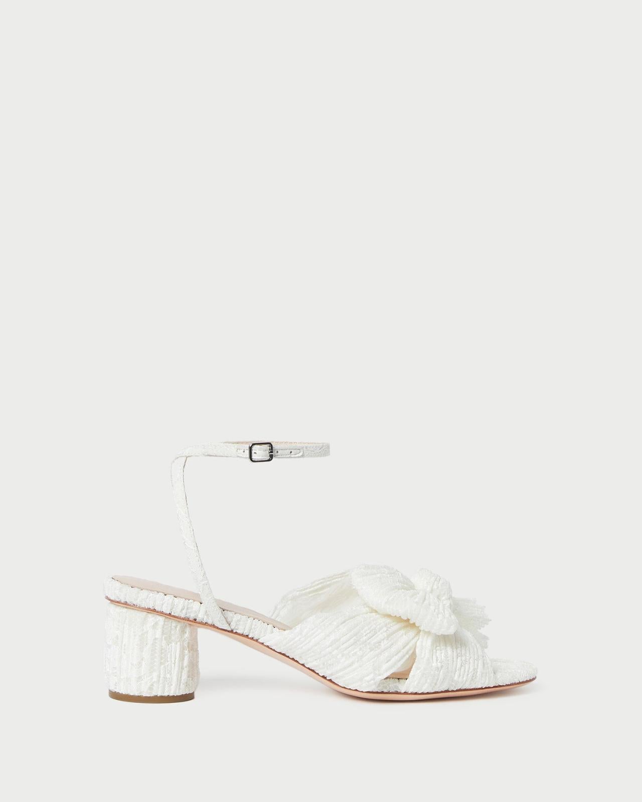 Loeffler Randall Dahlia White Lace Bow Heel L Heeled Sandals L Footwear | Women Heeled Sandals