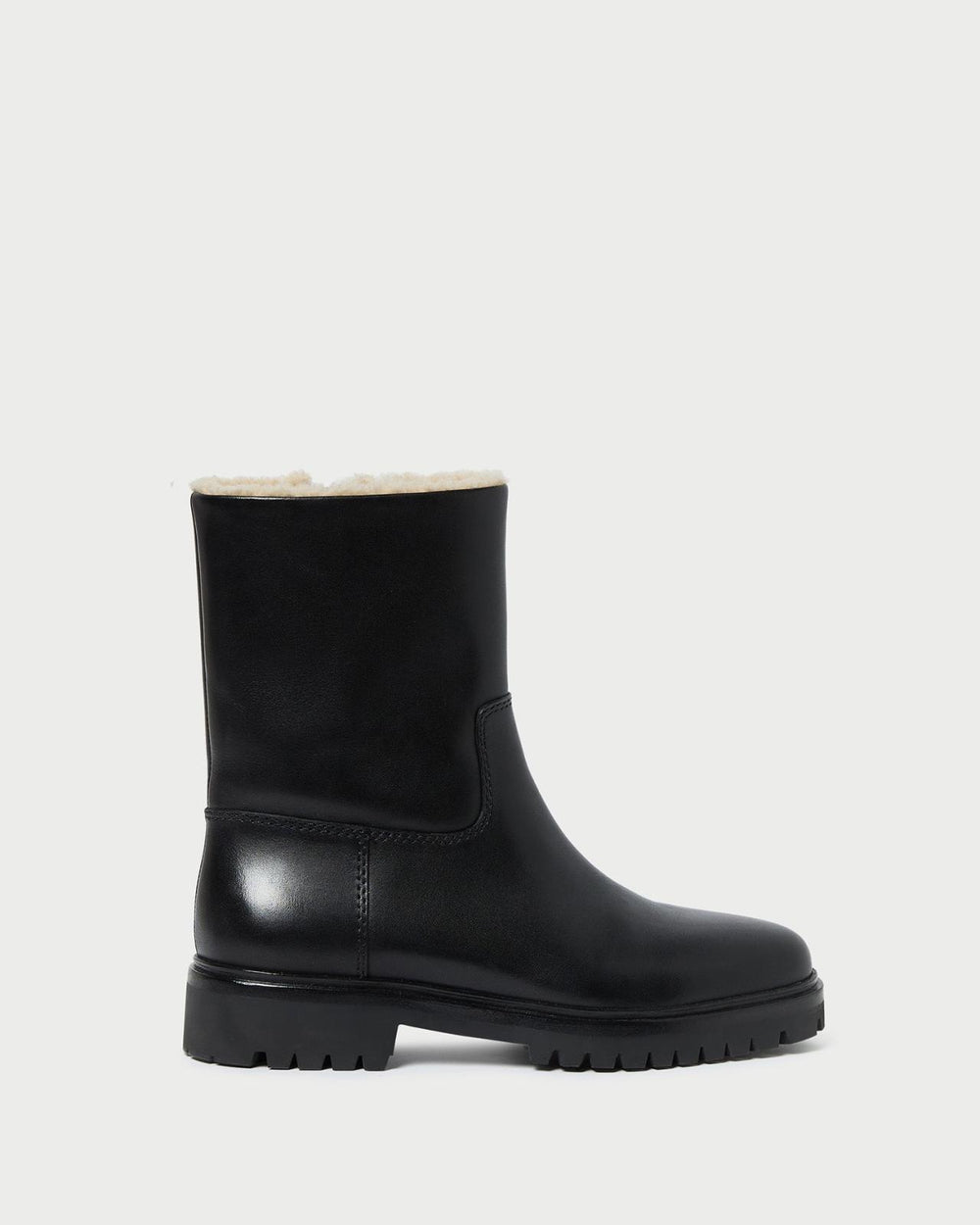 Loeffler Randall Damian Black Leather Lug Sole Boot | Women Boots