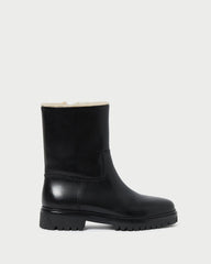 Loeffler Randall Damian Black Leather Lug Sole Boot | Women Boots