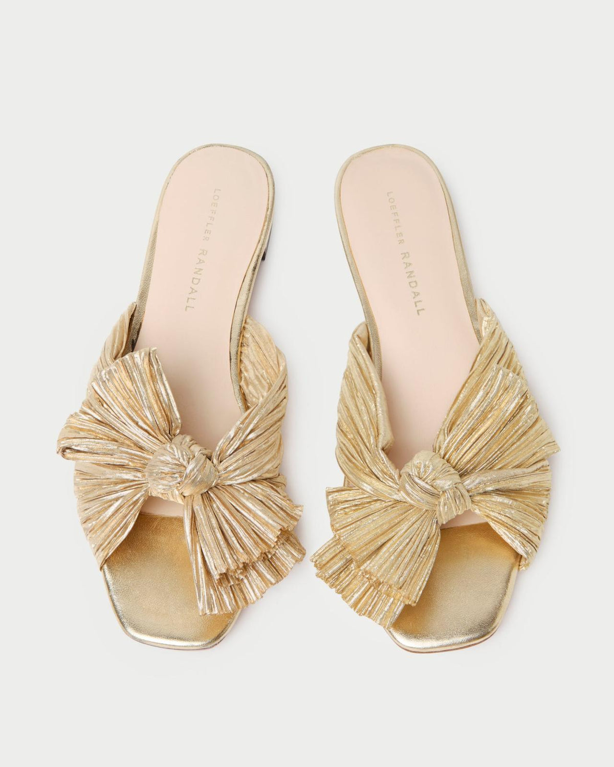 Loeffler Randall Daphne Gold Pleated Slide | Women Flat Sandals