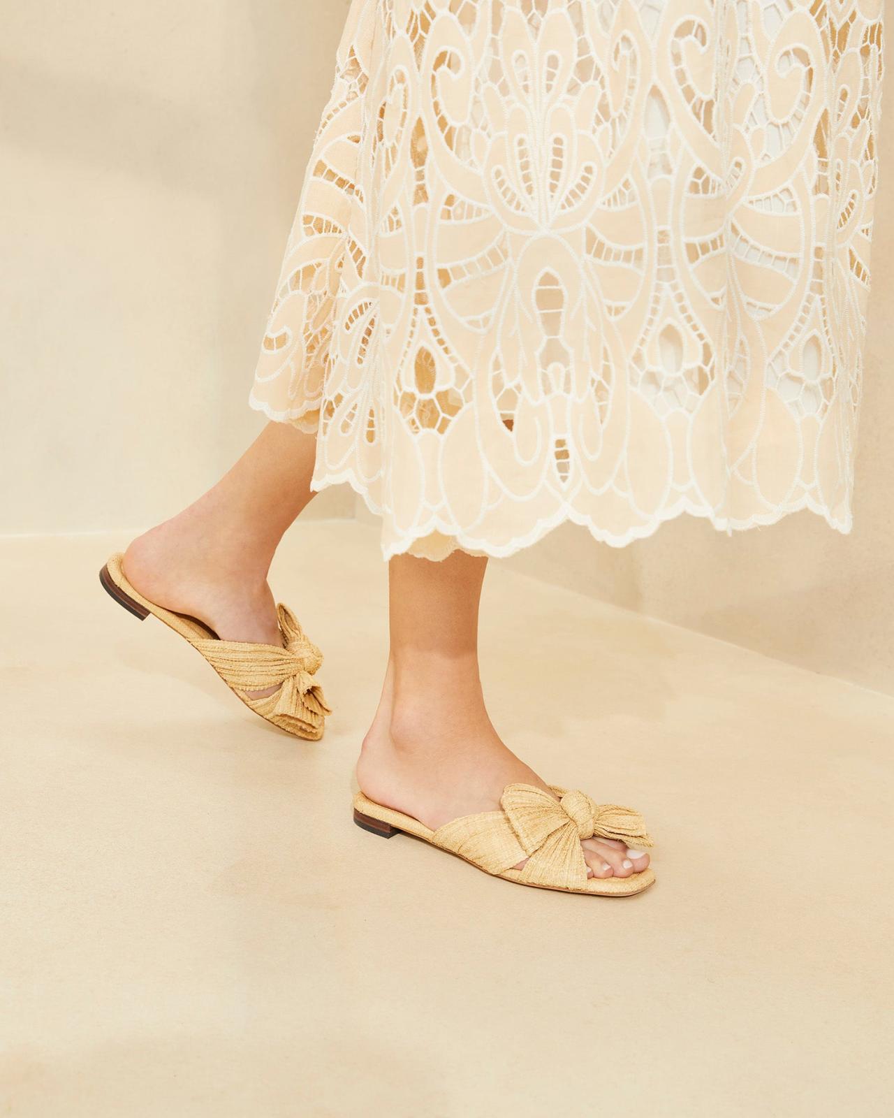 Loeffler Randall Daphne Natural Bow Slide L Flat Sandals L Footwear | Women Flat Sandals