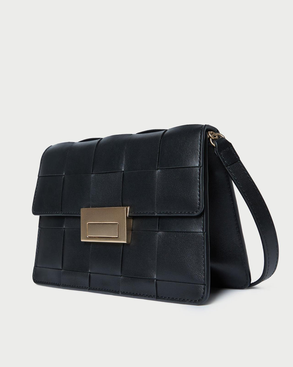 Loeffler Randall Delphine Black Woven Leather Shoulder Bag | Women Shoulder Bags