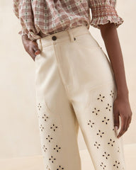 Loeffler Randall Demi Natural Embroidered Pant L Bottoms L Apparel | Women Bottoms