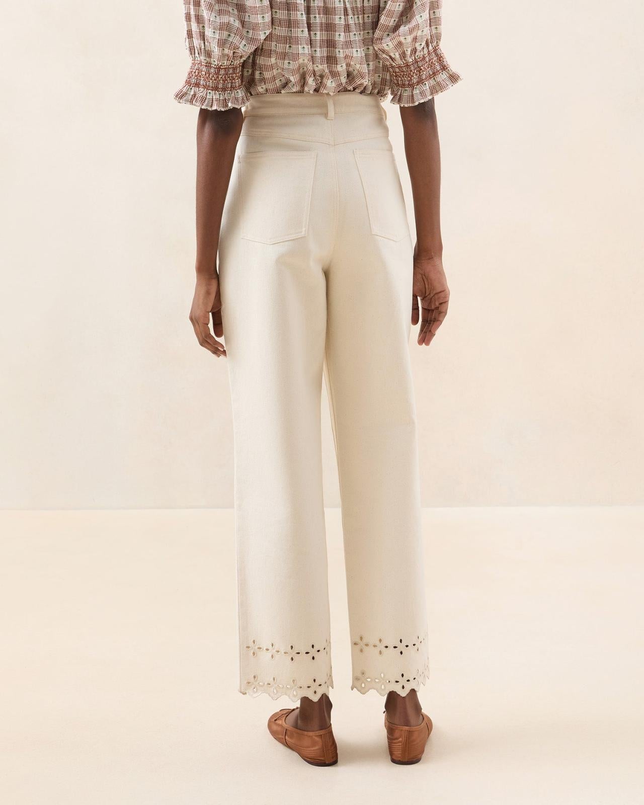 Loeffler Randall Demi Natural Embroidered Pant L Bottoms L Apparel | Women Bottoms