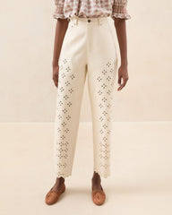 Loeffler Randall Demi Natural Embroidered Pant L Bottoms L Apparel | Women Bottoms