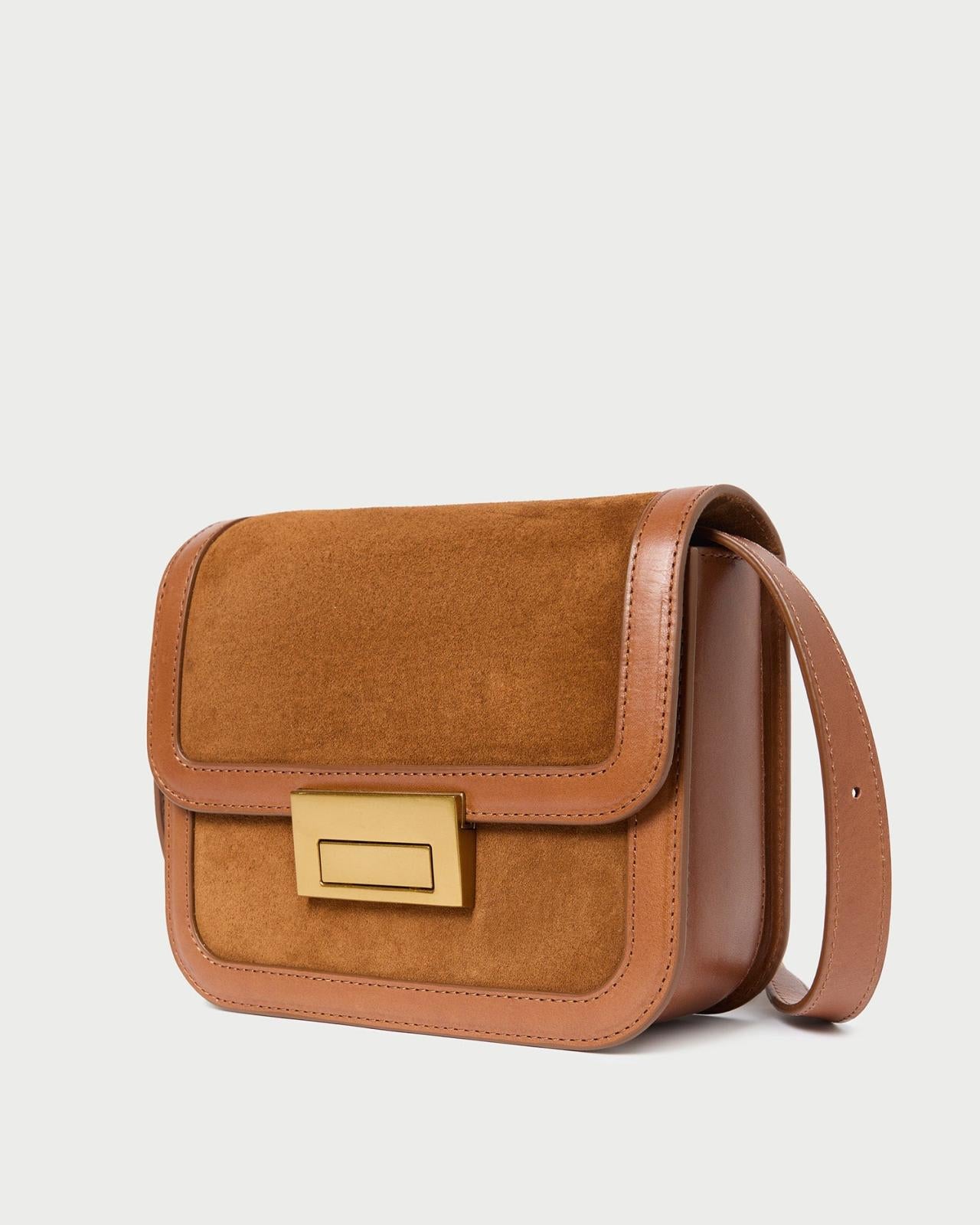 Loeffler Randall Desi Cacao Suede/Leather Crossbody | Women Crossbodies
