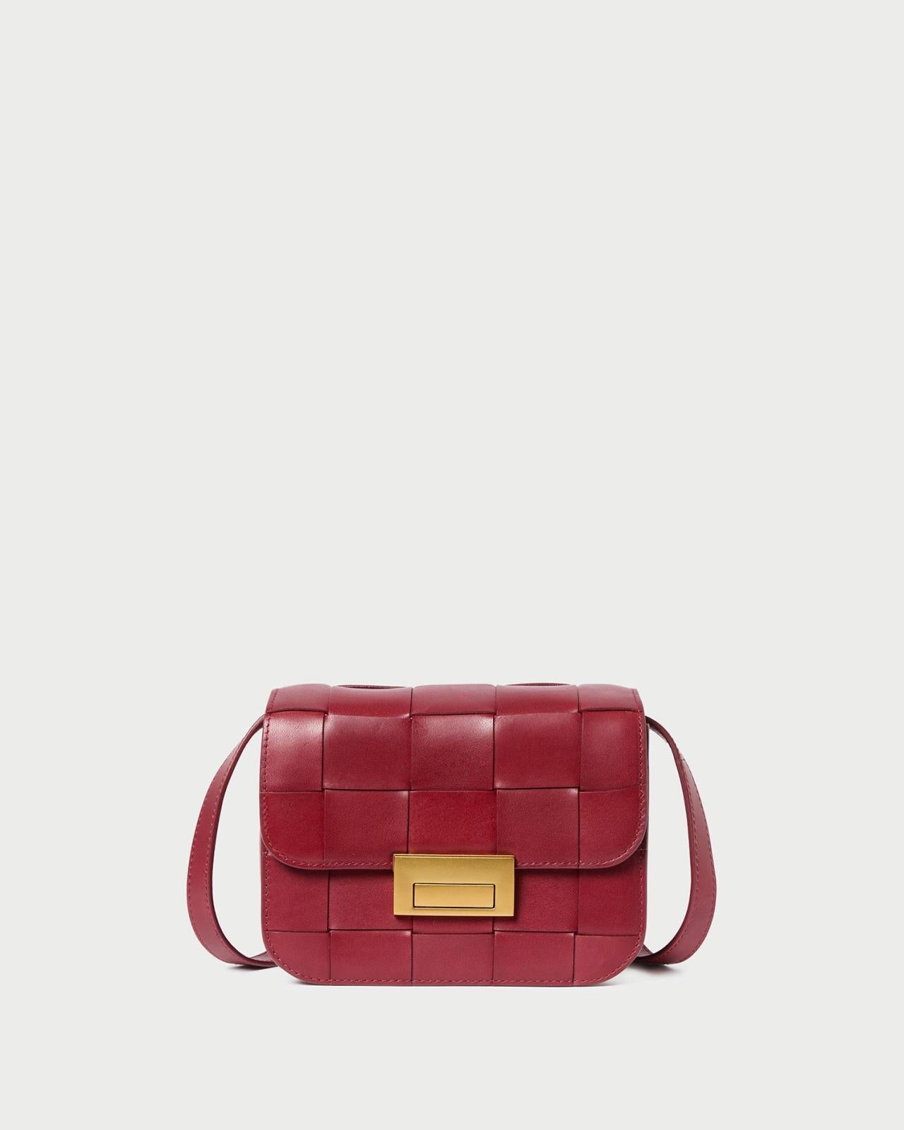 Loeffler Randall Desi Wine Woven Leather Crossbody | Women Crossbodies