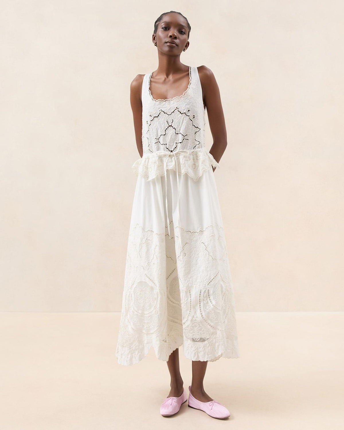 Loeffler Randall Dominique Milk Lace Paneled Dress I Dresses I Apparel | Women Dresses