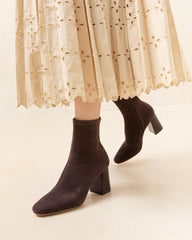 Loeffler Randall Elise Dark Brown Stretch Bootie | Women Boots