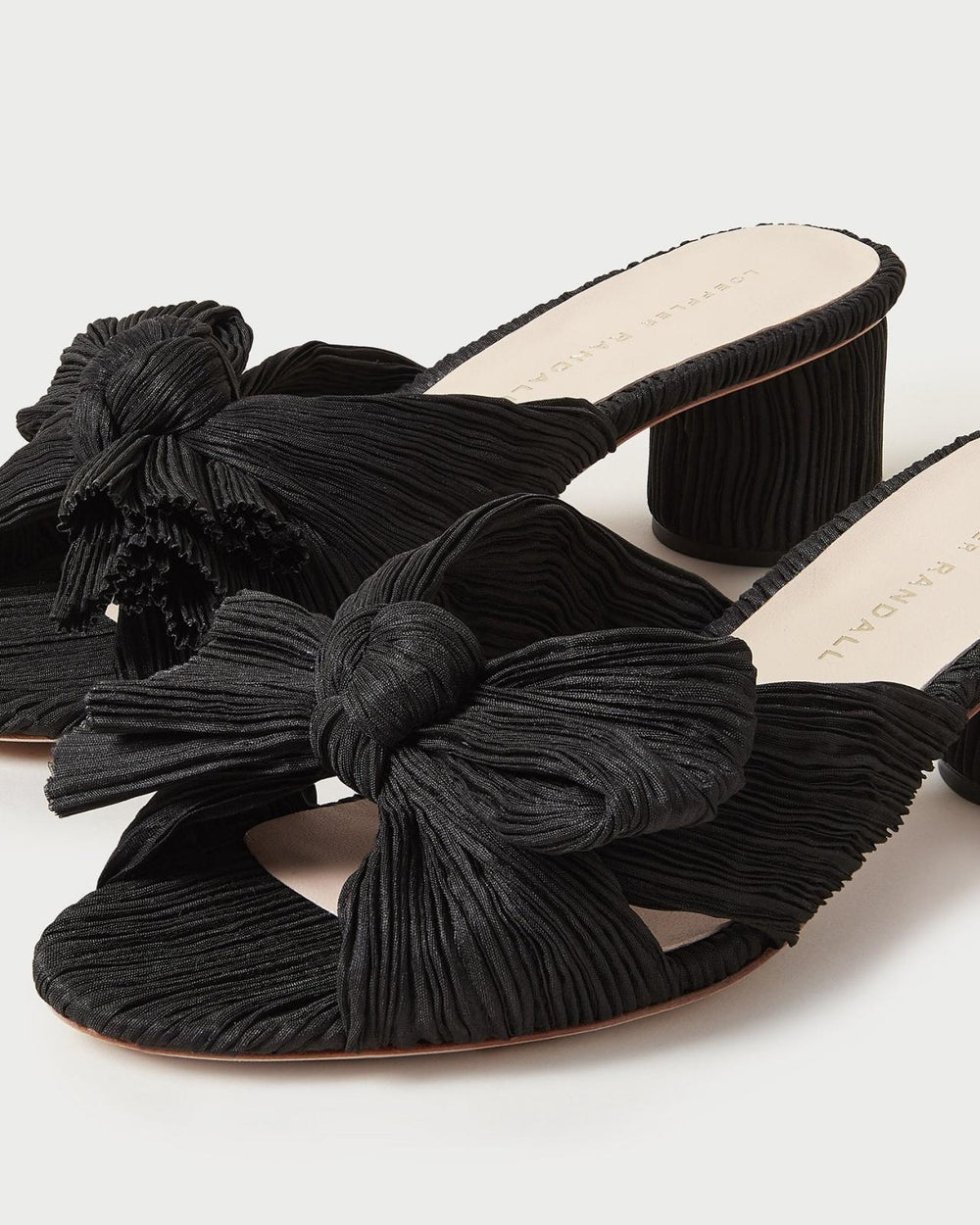 Loeffler Randall Emilia Black Pleated Bow Heel | Women Heeled Sandals
