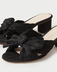 Loeffler Randall Emilia Black Pleated Bow Heel | Women Heeled Sandals