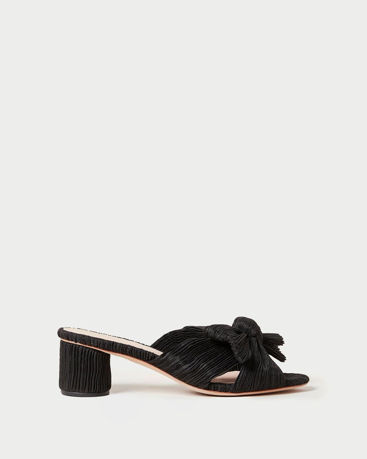 Loeffler Randall Emilia Black Pleated Bow Heel | Women Heeled Sandals