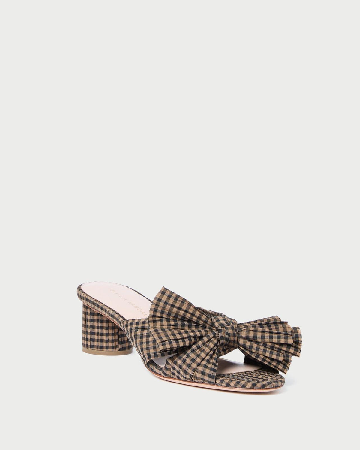 Loeffler Randall Emilia Brown/Black Check Bow Heel | Women Heeled Sandals