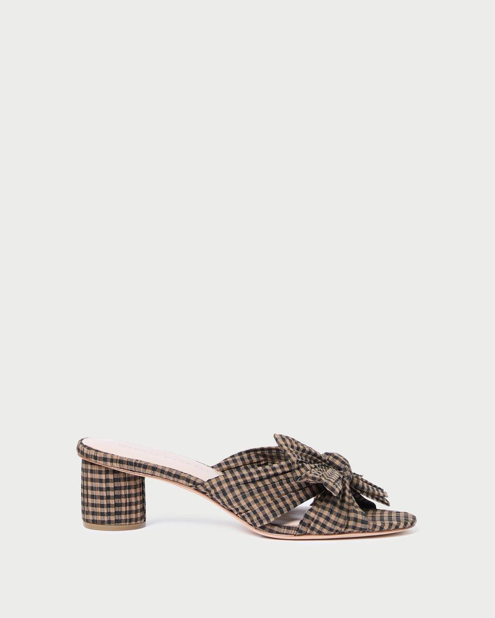 Loeffler Randall Emilia Brown/Black Check Bow Heel | Women Heeled Sandals