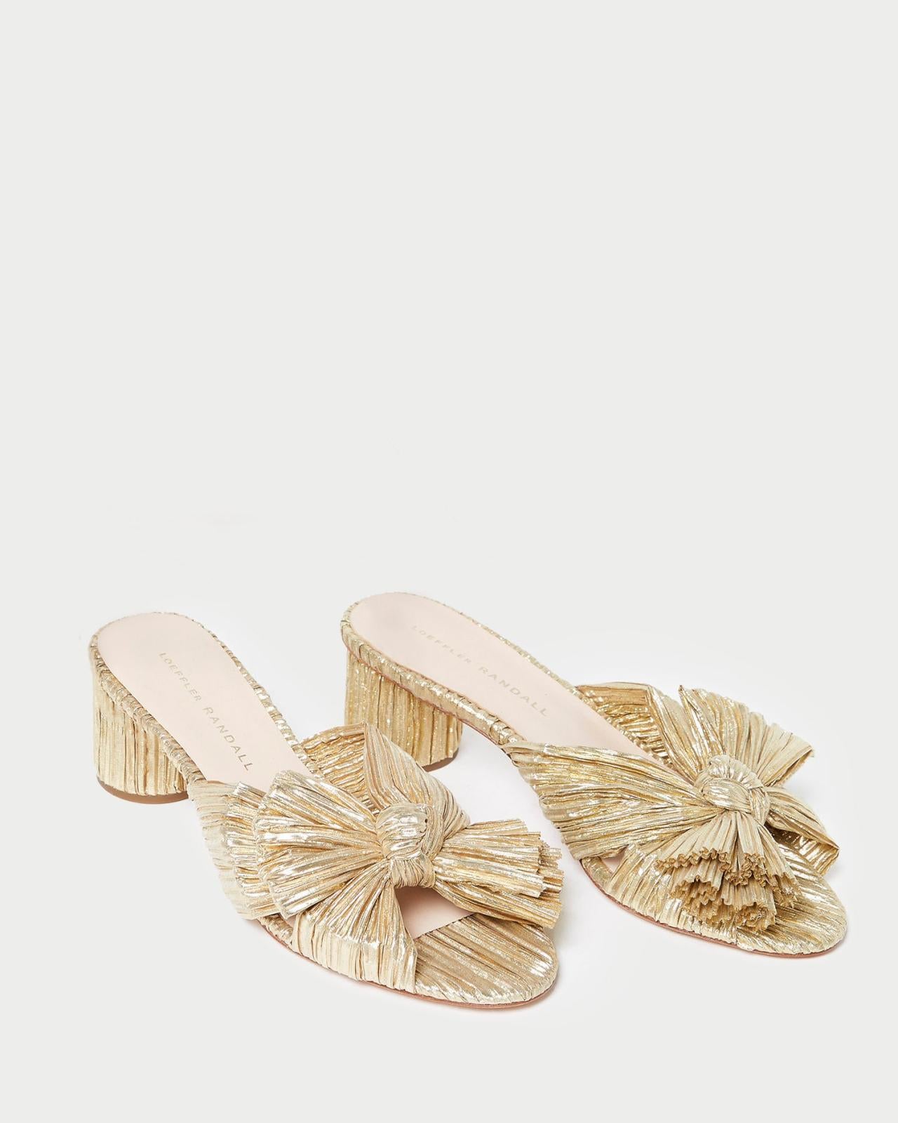 Loeffler Randall Emilia Gold Bow Heel | Women Heeled Sandals