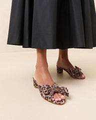 Loeffler Randall Emilia Leopard Pleated Bow Sandal | Women Heeled Sandals