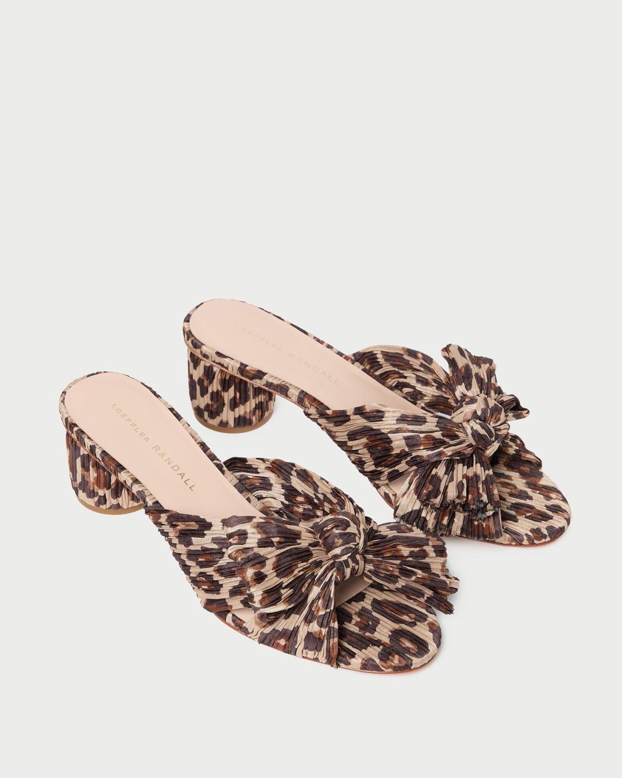 Loeffler Randall Emilia Leopard Pleated Bow Sandal | Women Heeled Sandals