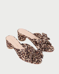 Loeffler Randall Emilia Leopard Pleated Bow Sandal | Women Heeled Sandals