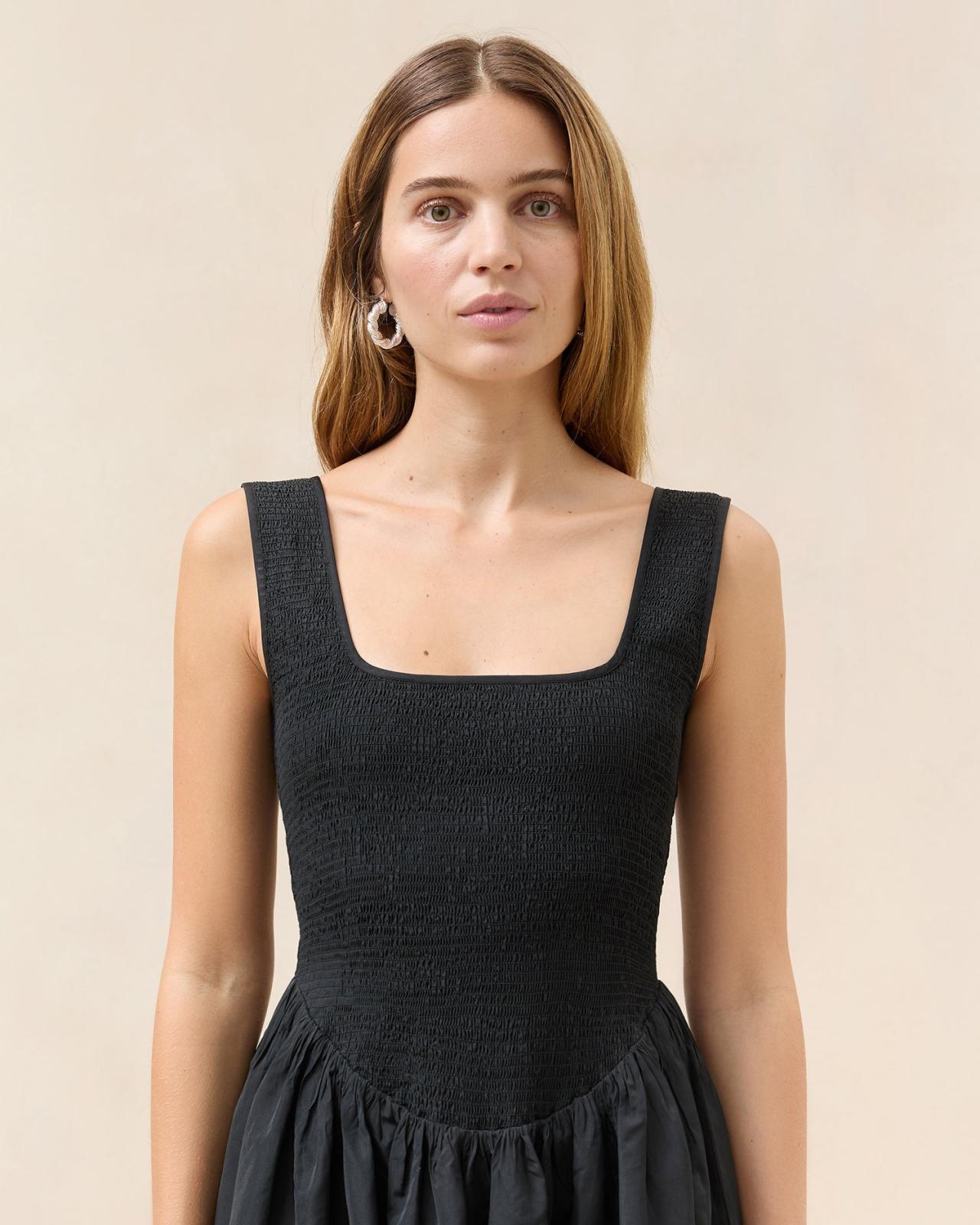 Loeffler Randall Estelle Black Smocked Dress | Women Dresses