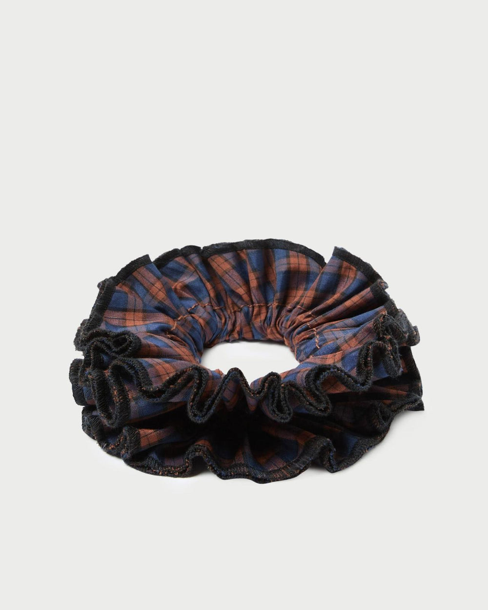 Loeffler Randall Felice Navy/Rust Plaid Scrunchie | Women Accessories