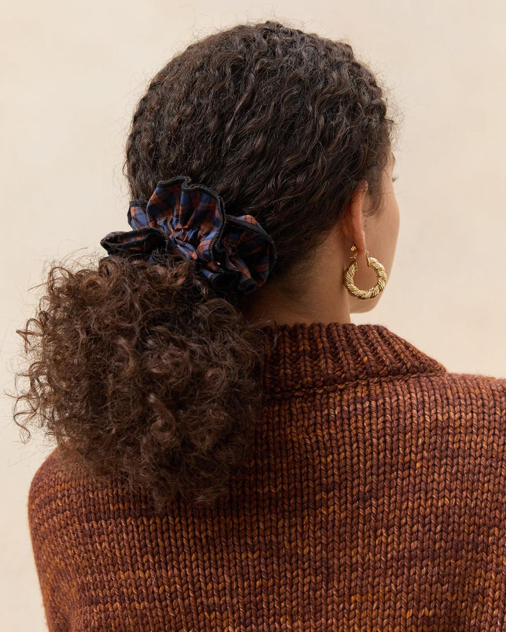 Loeffler Randall Felice Navy/Rust Plaid Scrunchie | Women Accessories