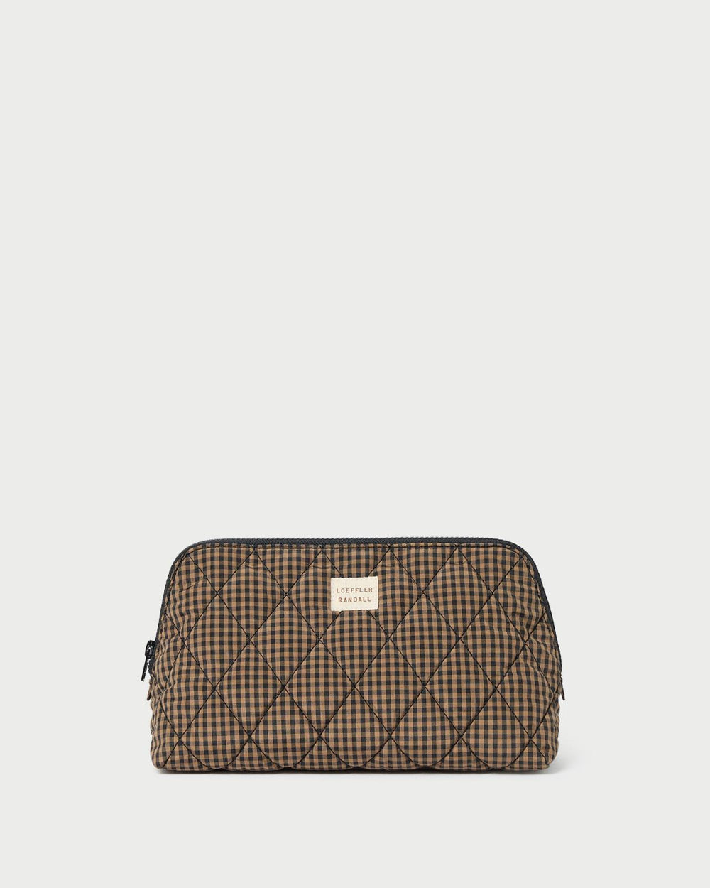 Loeffler Randall Frances Brown/Black Check Cosmetic Pouch | Women Accessories