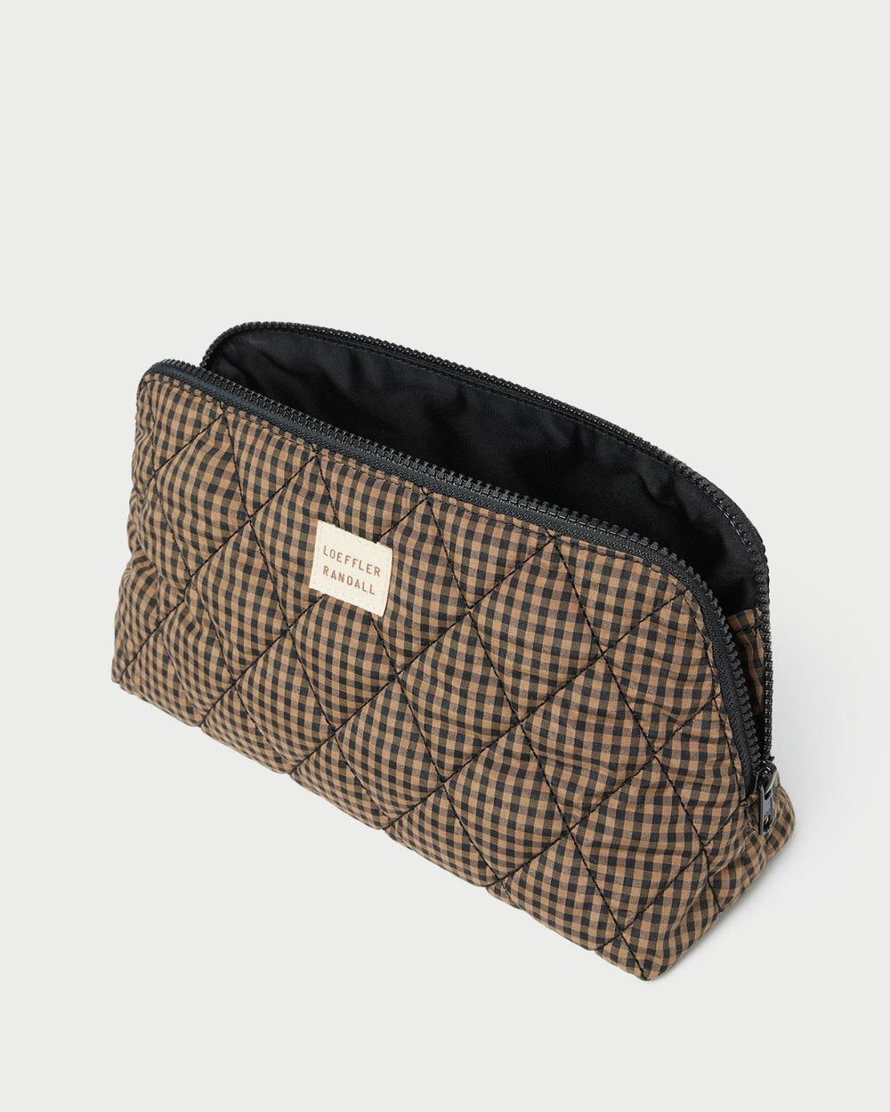 Loeffler Randall Frances Brown/Black Check Cosmetic Pouch | Women Accessories
