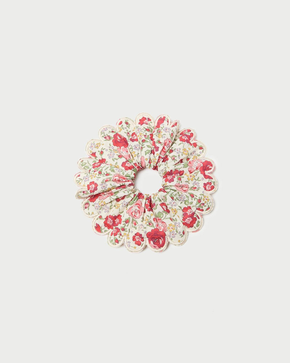 Loeffler Randall Frankie Pink Floral Scallop Scrunchie I Hair Accessories I Accessory | Women Accessories
