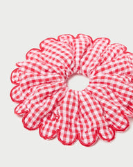 Loeffler Randall Frankie Red Gingham Scallop Scrunchie I Hair Accessories I Accessory | Women Accessories