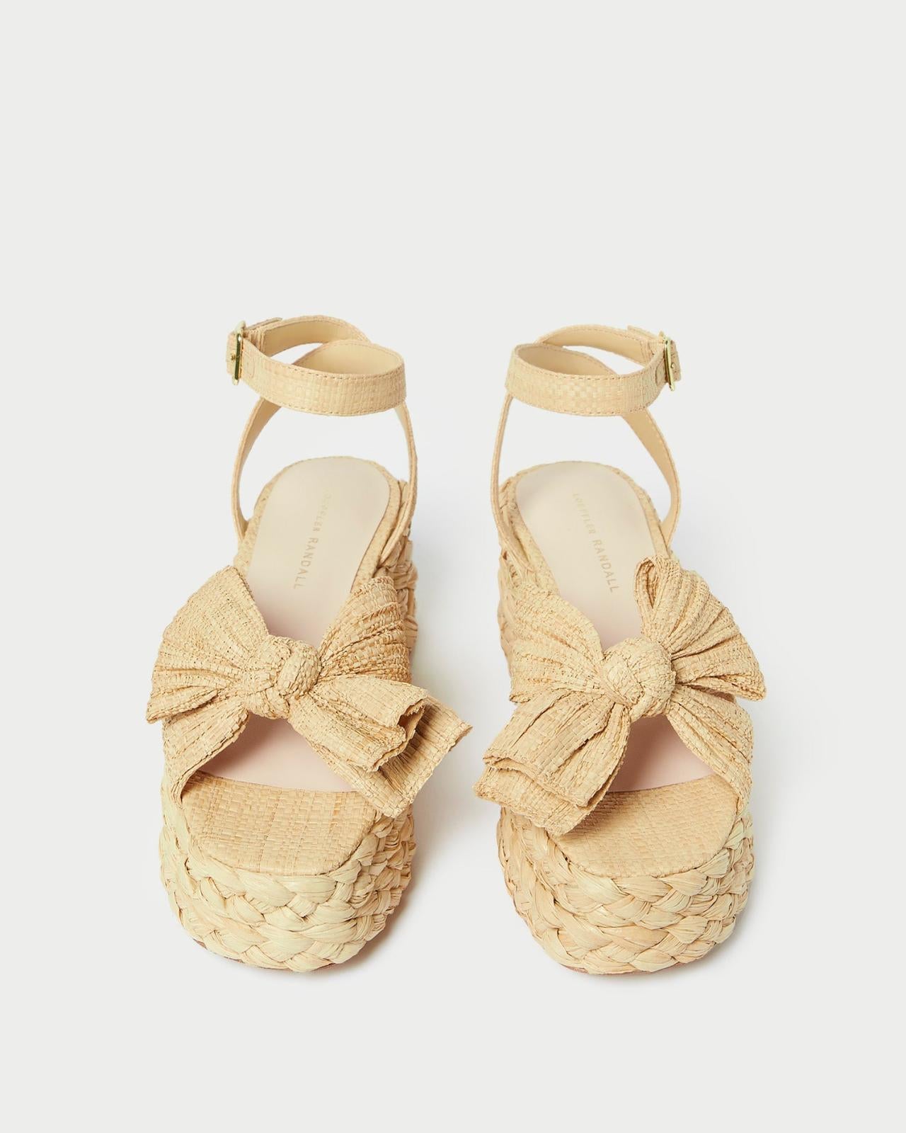 Loeffler Randall Gaby Natural Pleated Bow Espadrille L Espadrilles L Footwear | Women Flats &amp; Loafers