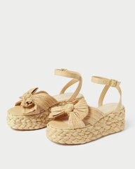 Loeffler Randall Gaby Natural Pleated Bow Espadrille L Espadrilles L Footwear | Women Flats &amp; Loafers