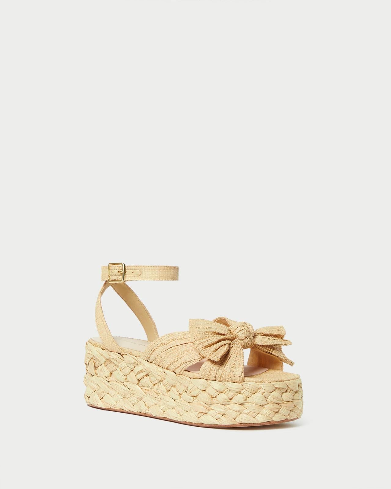 Loeffler Randall Gaby Natural Pleated Bow Espadrille L Espadrilles L Footwear | Women Flats &amp; Loafers
