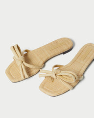 Loeffler Randall Hadley Natural Bow Sandal L Flat Sandals L Footwear | Women Flat Sandals