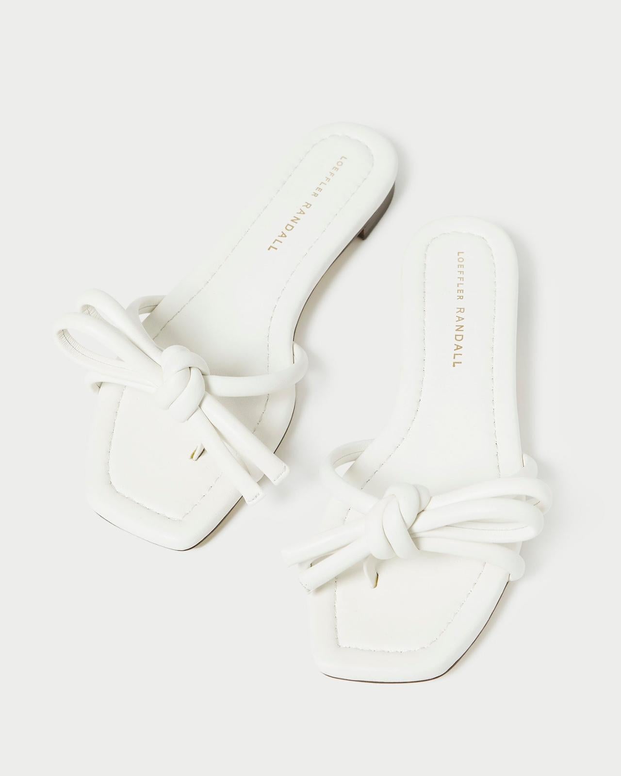 Loeffler Randall Hadley White Bow Sandal L Flat Sandals L Footwear | Women Flat Sandals