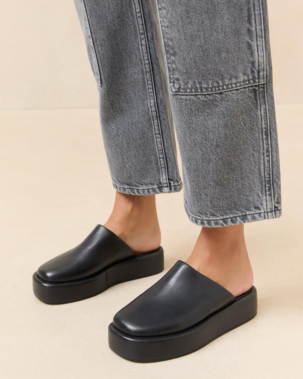 Loeffler Randall Haven Black Leather Mule | Women Flats &amp; Loafers