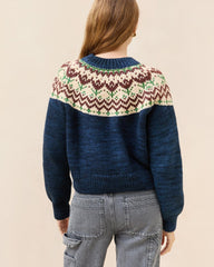 Loeffler Randall Ian Navy Tulip Fairisle Sweater | Women Knitwear