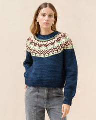 Loeffler Randall Ian Navy Tulip Fairisle Sweater | Women Knitwear