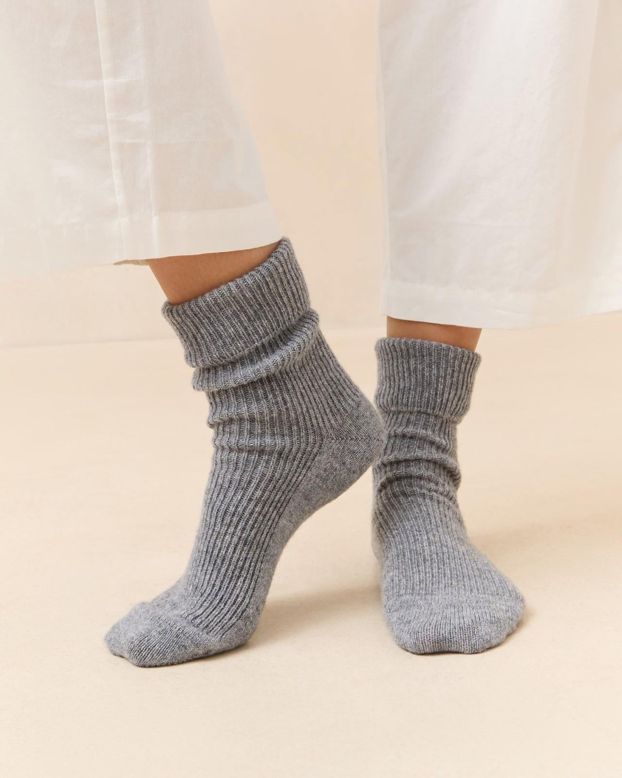 Loeffler Randall Irene Grey Cashmere Socks | Women Soft Accessories