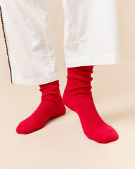 Loeffler Randall Irene Red Cashmere Socks | Women Soft Accessories