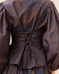 Loeffler Randall Isa Navy/Rust Plaid Blouse | Women Tops