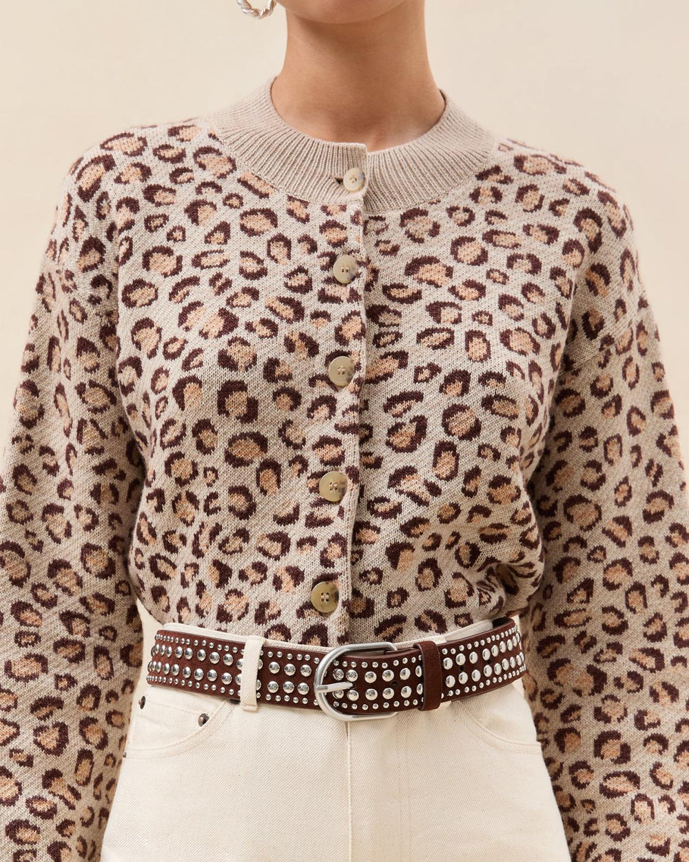 Loeffler Randall Isaac Espresso/Silver Studded Belt | Women Accessories