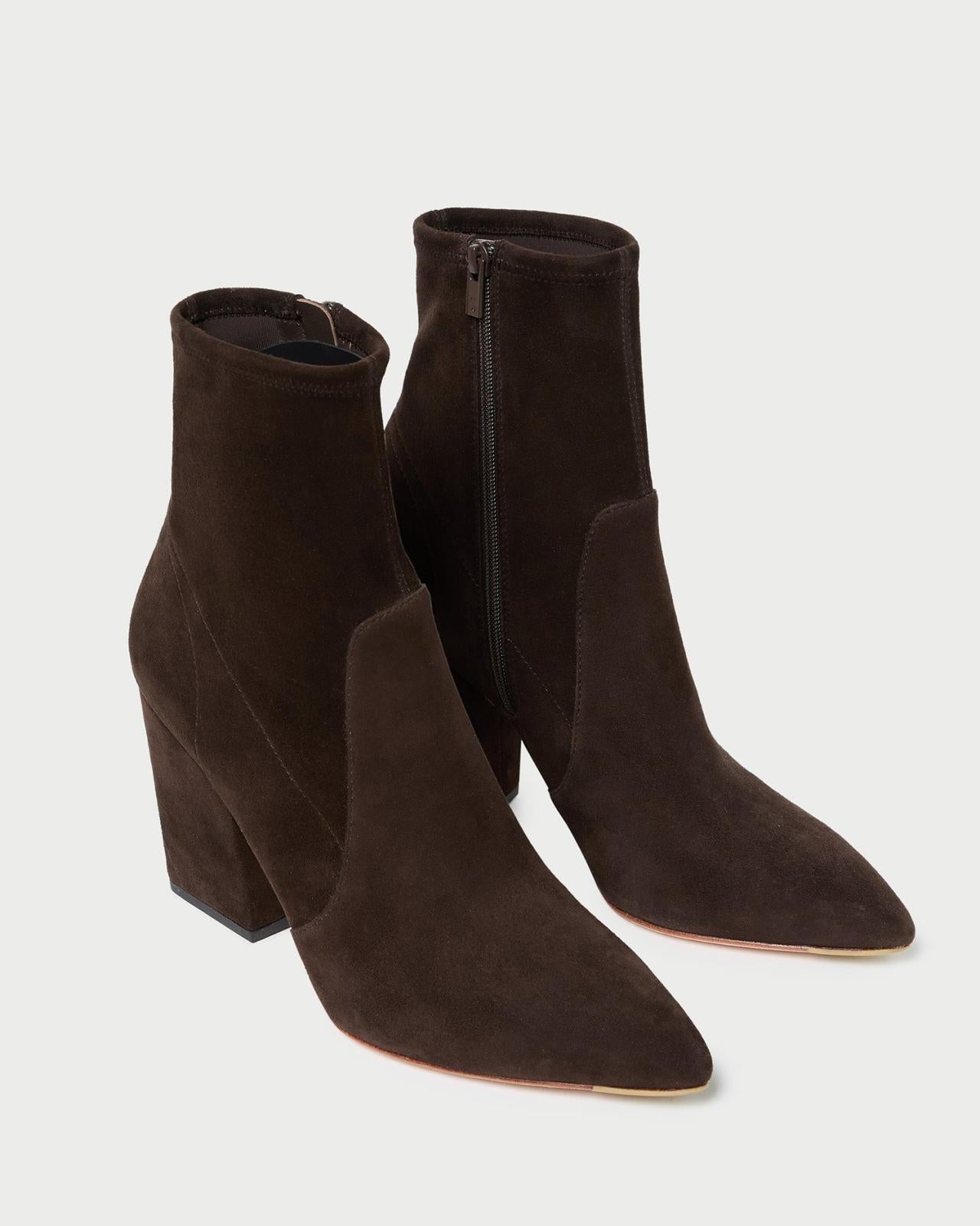 Loeffler Randall Isla Brown Suede Slim Bootie | Women Boots