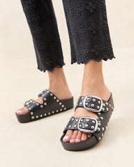 Loeffler Randall Jack Black Studded Sandal I Flat Sandals I Footwear | Women Flat Sandals