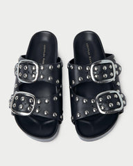 Loeffler Randall Jack Black Studded Sandal I Flat Sandals I Footwear | Women Flat Sandals
