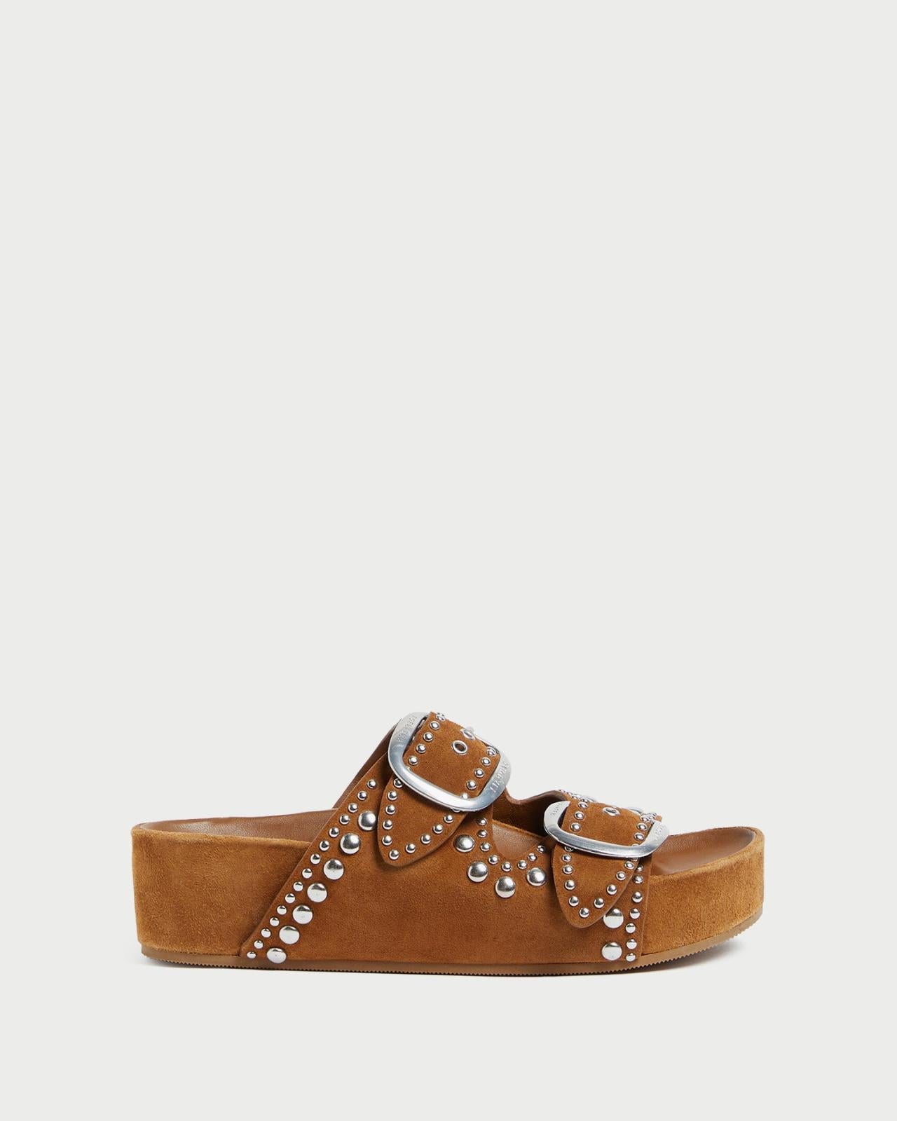 Loeffler Randall Jack Cacao Suede Studded Sandal L Flat Sandals L Footwear | Women Flat Sandals