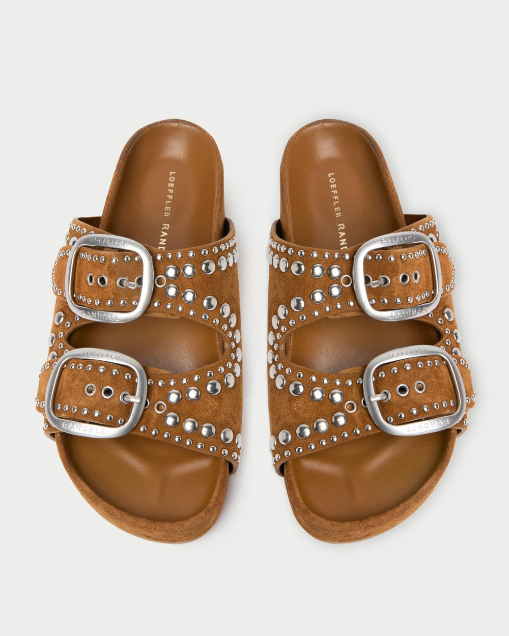 Loeffler Randall Jack Cacao Suede Studded Sandal L Flat Sandals L Footwear | Women Flat Sandals
