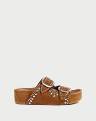 Loeffler Randall Jack Cacao Suede Studded Sandal L Flat Sandals L Footwear | Women Flat Sandals